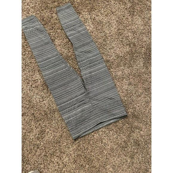 Athleta Exercise Brand Gray & White Striped Leggings Yoga Tights women’s Medium - Picture 3 of 12